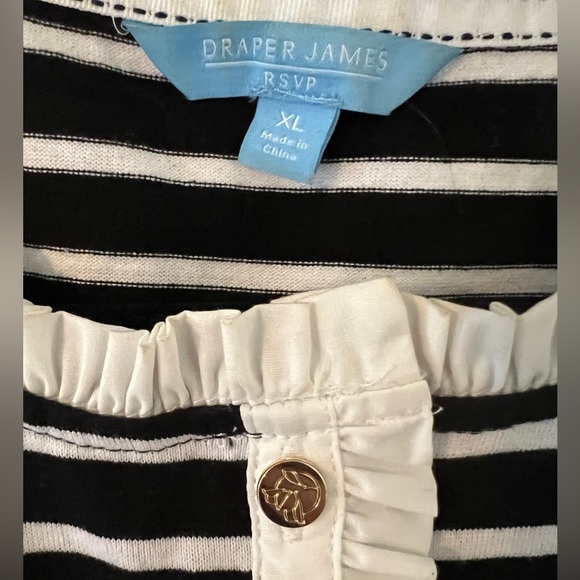 Draper Black and White Striped Short Sleeve Top size XL (F127) - Picture 5 of 10